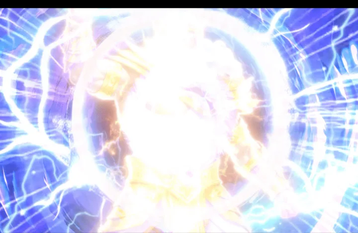 Full-screen flash of white and blue lightning with no text or game elements visible.